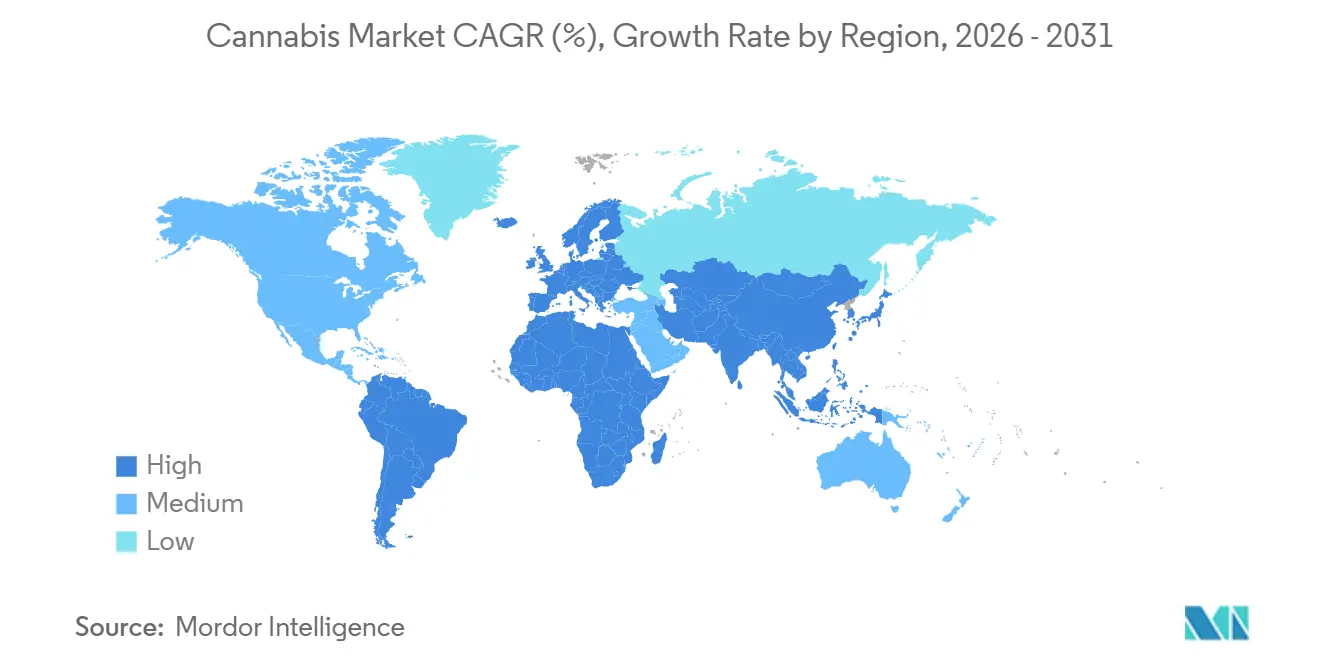 Cannabis Market CAGR (%), Growth Rate by Region