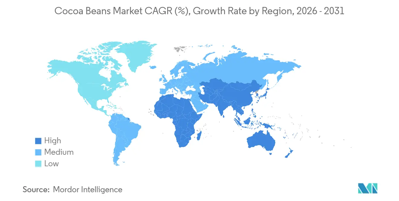 Cocoa Beans Market CAGR (%), Growth Rate by Region