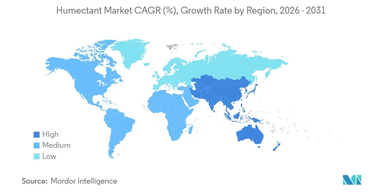 Humectant Market CAGR (%), Growth Rate by Region