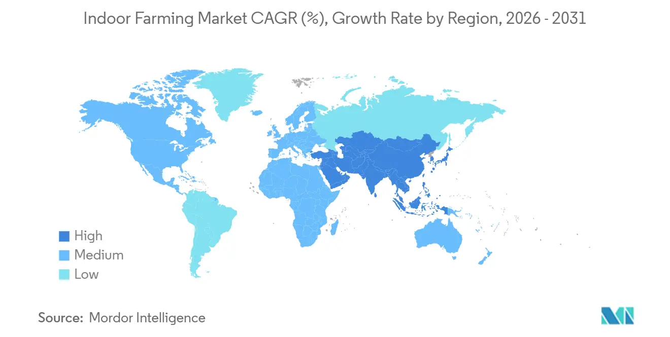 Indoor Farming Market CAGR (%), Growth Rate by Region