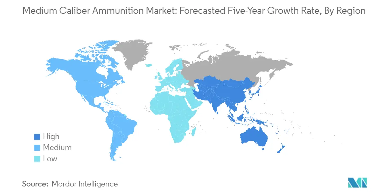 Market Analysis of Medium Caliber Ammunition Market: Forecasted Growth Rate by Region