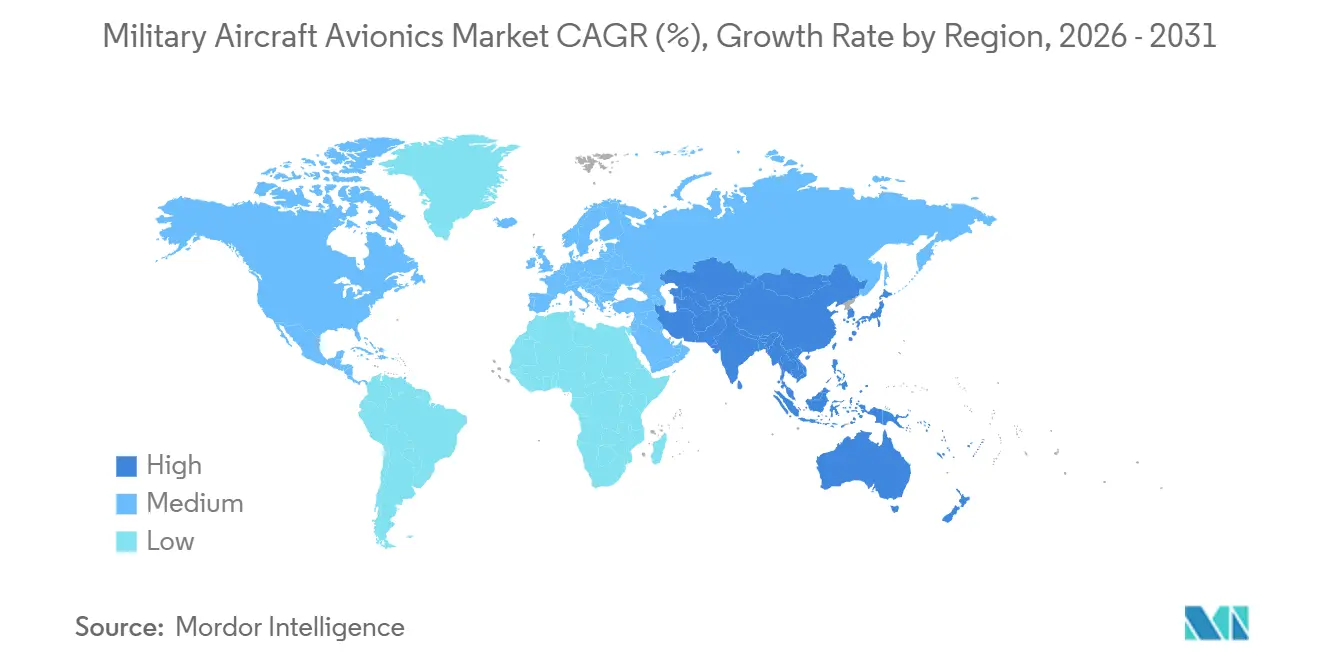 Military Aircraft Avionics Market CAGR (%), Growth Rate by Region