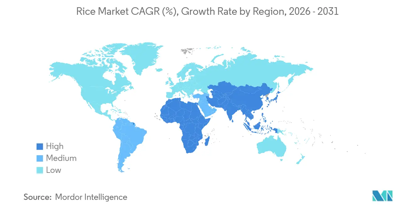 Rice Market CAGR (%), Growth Rate by Region