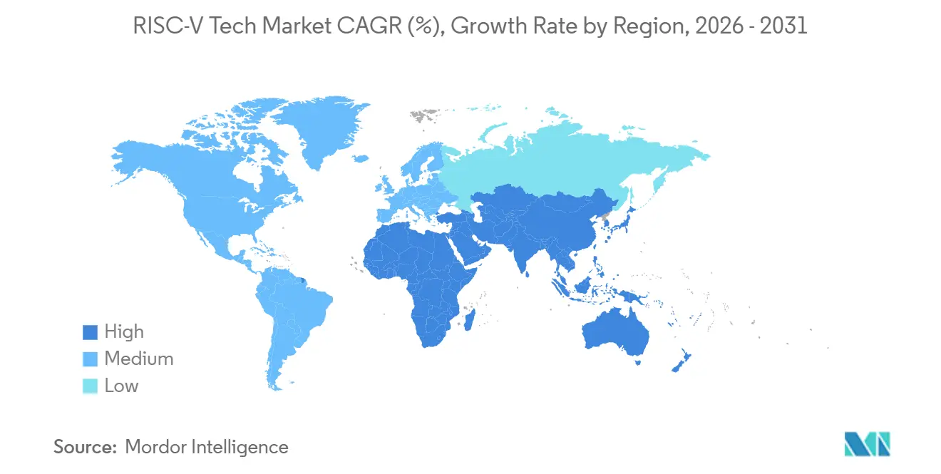 RISC-V Tech Market CAGR (%), Growth Rate by Region