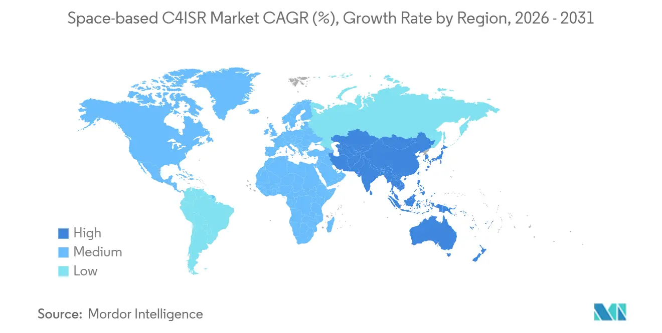Space-based C4ISR Market CAGR (%), Growth Rate by Region