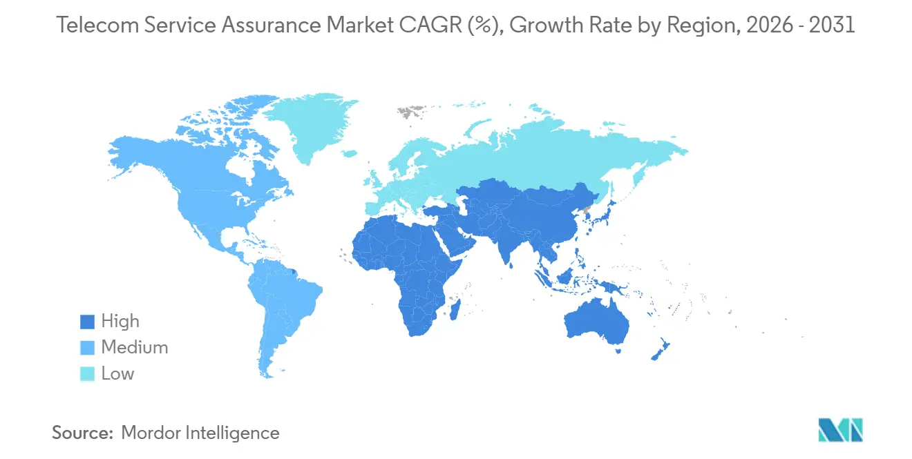 Telecom Service Assurance Market CAGR (%), Growth Rate by Region