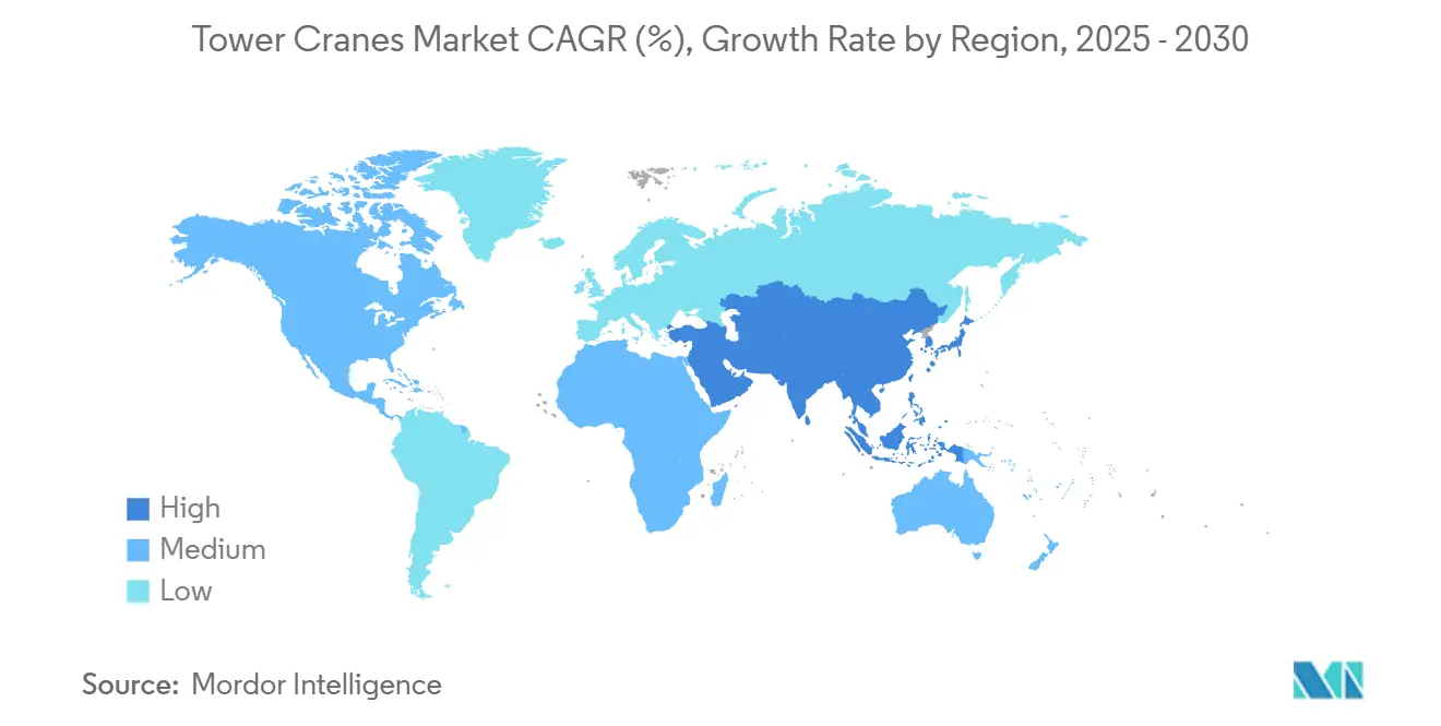 Tower Cranes Market CAGR (%), Growth Rate by Region