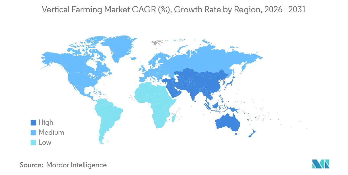 Vertical Farming Market CAGR (%), Growth Rate by Region